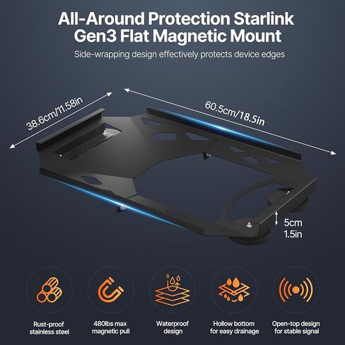 طقم تثبيت مغناطيسي مسطح من الجيل 3 لـ Starlink، قوي للغاية 220 رطل سريع الإصدار من Starlink قياسي على سطح الطبق، مصمم للمركبات والقوارب وRV والهبوط، من الفولاذ المقاوم للصدأ، أسود in Kuwait