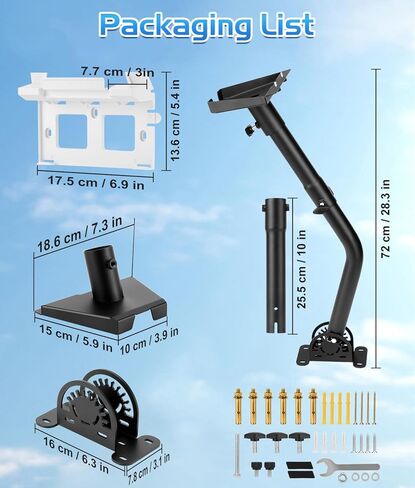 Starlink Gen 3 Mount, 28.3in Starlink Mounting Adapter with 2-in-1 Router Mount, Adjustable Satellite Dish Mount Kit with 360°Rotatable Pole for Wall, Roof, Eaves Installation, All Metal Construction in Saudi Arabia