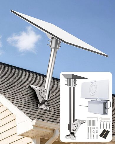 Starlink Gen 3 Mount Kit – Heavy-Duty 304 Stainless Steel Roof/Wall Mount with 180° Pivot & Tilt, Upgraded Aluminum Pipe Adapter, Router & Power Supply Wall Mount Kit for Easy Installation in Saudi Arabia
