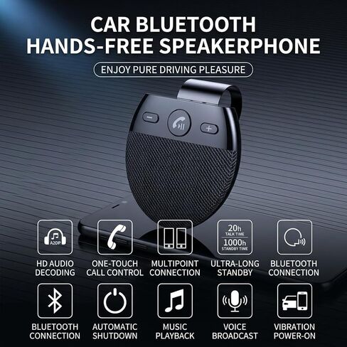 Hands-Free Car Speakerphone for Toyota RAV4 2013 2014 2015 2016 2017 2018, HD Voice Calling, Auto Power On Off, Sun Visor Clip Audio Device for Drivers and Vehicles in Saudi Arabia