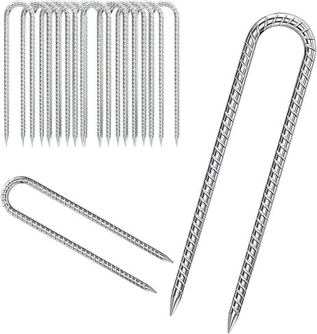 Rebar Stakes 12 Inch 8pcs, J Hook 5/16 Inch Diameter Heavy-Duty Metal Tent Pegs, Rebar Spikes Steel Ground Anchors for Camping Tents, Trampoline, Yard Fencing, Soccer Fields in Saudi Arabia