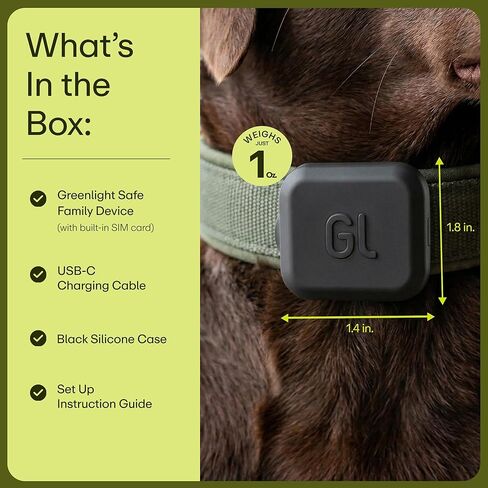 Greenlight Safe Pets - GPS Tracker for Dogs with Escape Alerts | Water Resistant Silicone Case, Safe Zone Alerts, Up to 30-Day Battery Life | Subscription Required in Saudi Arabia