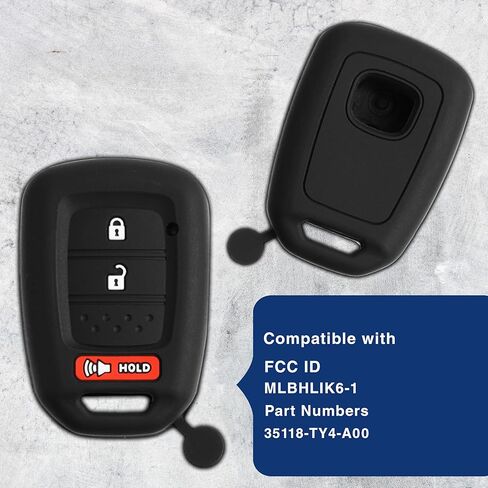 KeyGuardz دخول بدون مفتاح السيارة عن بعد مفتاح فوب غطاء خارجي من المطاط الناعم حافظة واقية لهوندا CR-V HR-V Crosstour MLBHLIK6-1T (عبوة من 2) in Saudi Arabia