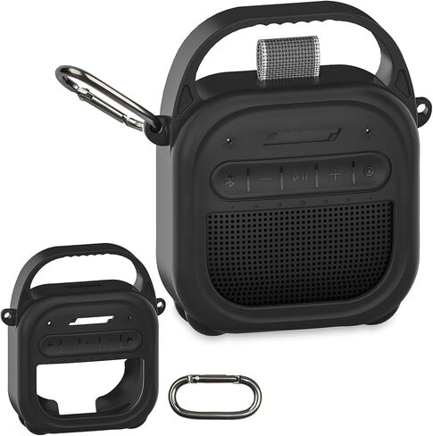 حافظة غطاء من السيليكون لمكبر صوت بلوتوث محمول من الجيل الثاني SoundLink Micro من Bose New SoundLink، حافظة واقية من السيليكون الناعم مع مقبض وحلقة معدنية (وردي) in Kuwait