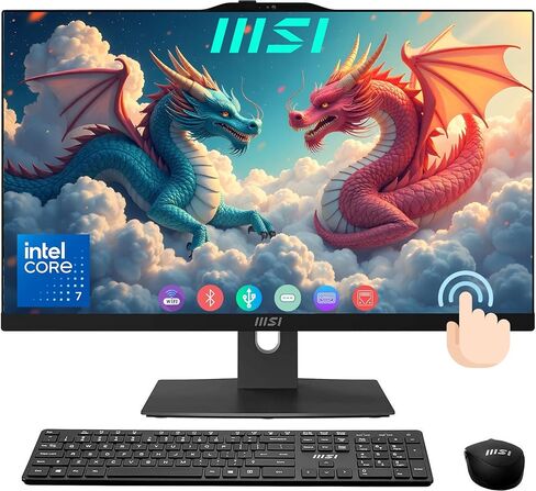 msi Modern 24" All-in-One Touchscreen Desktop, 10-core Intel Core 7 150U CPU(5.4GHz), IPS FHD (1920X1080) Display, 16GB DDR5 RAM, 512GB SSD Plus 1TB HDD, HDMI in&Out Wireless KB& Mouse, Win 11, Black in Saudi Arabia