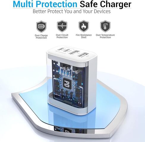 USB C Wall Charger, 40w 4 Port PD Power Adapter, QC Charging Block, Multiport(2A2C) Plug for iPhone 17 16 15 14 13 12 11 Pro Max Plus Mini XS XR X 8, Cable for iPad Air, Pack of USBC Cable 6FT/10Ft in Saudi Arabia