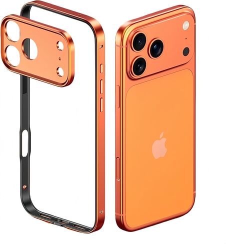 for iPhone 17 Pro / 17 Pro Max Frame Case, Aluminum Alloy Bumper with Full Body Shockproof Silicone Liner & Raised Camera Lens Cover, Slim Fit Lightweight (Orange, iPhone 17 Pro Max) in Saudi Arabia