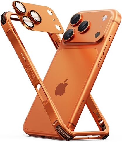 حافظة OATSBASF ممتصة للصدمات لهاتف iPhone 17 Pro Max، متوافقة مع تصميم نحيف بإطار من الألومنيوم المغناطيسي، وواقي عدسة معدني منفصل، غطاء هاتف مضاد للصدمات مقاس 6.9 بوصة، برتقالي in Saudi Arabia