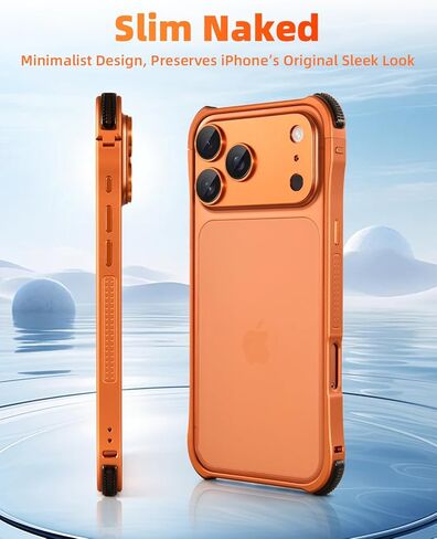 حافظة OATSBASF ممتصة للصدمات لهاتف iPhone 17 Pro Max، متوافقة مع تصميم نحيف بإطار من الألومنيوم المغناطيسي، وواقي عدسة معدني منفصل، غطاء هاتف مضاد للصدمات مقاس 6.9 بوصة، برتقالي in Saudi Arabia