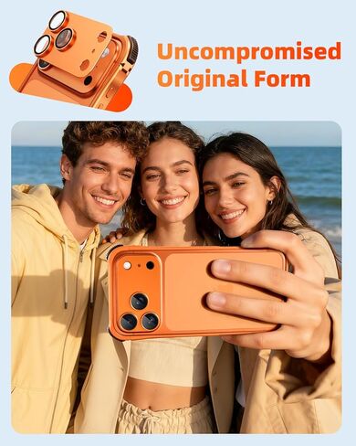 حافظة OATSBASF ممتصة للصدمات لهاتف iPhone 17 Pro Max، متوافقة مع تصميم نحيف بإطار من الألومنيوم المغناطيسي، وواقي عدسة معدني منفصل، غطاء هاتف مضاد للصدمات مقاس 6.9 بوصة، برتقالي in Saudi Arabia