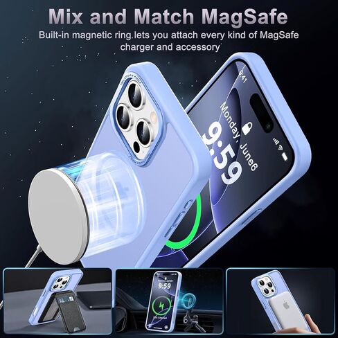 Newfuture Designed for iPhone 16 Pro Case with Magnetic [13 FT Military Drop Protection] [Compatible with Magsafe] Slim Translucent Matte Shockproof with Anti-Fingerprint Phone Case,Blue in Saudi Arabia