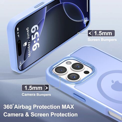 Newfuture Designed for iPhone 16 Pro Case with Magnetic [13 FT Military Drop Protection] [Compatible with Magsafe] Slim Translucent Matte Shockproof with Anti-Fingerprint Phone Case,Blue in Saudi Arabia