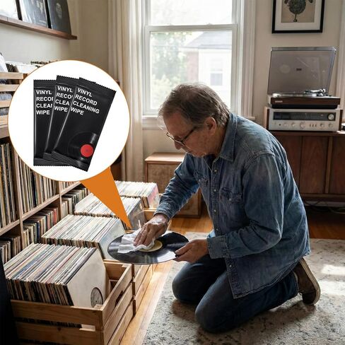50 Pack Vinyl Record Wipes Individually Packaged Vinyl Record Cleaner Anti Static Microfiber Lint Free Cleanning Wipe for Lp Collection, Glasses, TV Screen in Saudi Arabia