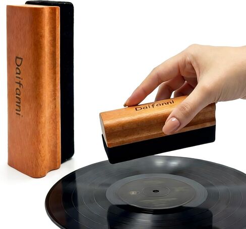 Vinyl Record Cleaning Brush Velvet Brush, Anti-Static Velvet Record Cleaner with Non-Slip Wood Handle,Turntable Accessories for LP Vinyl Care in Saudi Arabia