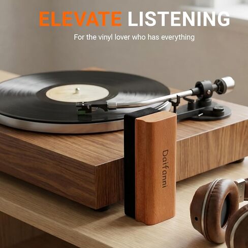 Vinyl Record Cleaning Brush Velvet Brush, Anti-Static Velvet Record Cleaner with Non-Slip Wood Handle,Turntable Accessories for LP Vinyl Care in Saudi Arabia