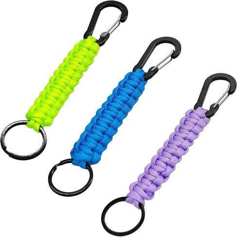 3PCS Paracord Keychain with Carabiner Clip, Braided Rope Key Chain Lanyard, Heavy Duty Paracord Keychain Ring for Men Women Outdoor Camping Hiking Backpack Survival Gear, Camo in Saudi Arabia