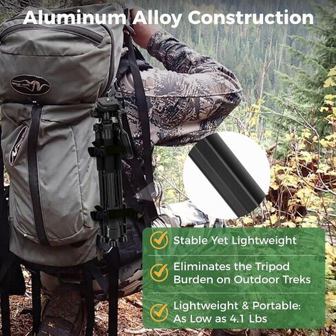 60" Shooting Tripod for Hunting Rifles with Modular V Yoke Head & Rifle Clamp, 360° Rotation, Adjustable Height for Target Shooting, Hunting & Outdoor Activities in Saudi Arabia