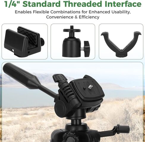 60" Shooting Tripod for Hunting Rifles with Modular V Yoke Head & Rifle Clamp, 360° Rotation, Adjustable Height for Target Shooting, Hunting & Outdoor Activities in Saudi Arabia