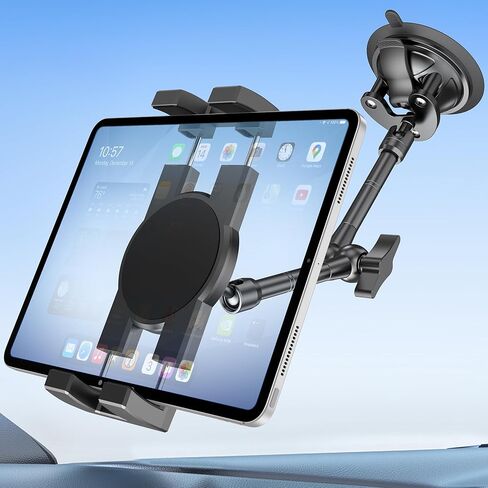 حامل تابلت على لوحة القيادة للنافذة شديد التحمل للشاحنة والسيارة والسيارة، حامل لوحة iPad معدني مضاد للاهتزاز، حامل كأس الشفط لجهاز iPad Pro 12.9 Air Mini، Z Fold، IPhone، جراب سميك مناسب in Kuwait