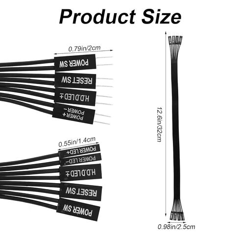 3pcs Motherboard Front Panel Extension Cables, 24AWG Flat Ribbon Front Panel Extension Connector Adapter Cord Kit Parts Accessories for HDD LED Power Button LED Computer Switch Reset in Saudi Arabia
