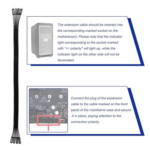 3pcs Motherboard Front Panel Extension Cables, 24AWG Flat Ribbon Front Panel Extension Connector Adapter Cord Kit Parts Accessories for HDD LED Power Button LED Computer Switch Reset in Saudi Arabia