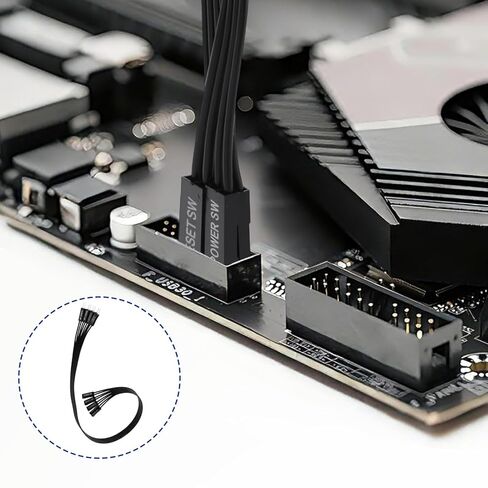 3pcs Motherboard Front Panel Extension Cables, 24AWG Flat Ribbon Front Panel Extension Connector Adapter Cord Kit Parts Accessories for HDD LED Power Button LED Computer Switch Reset in Saudi Arabia