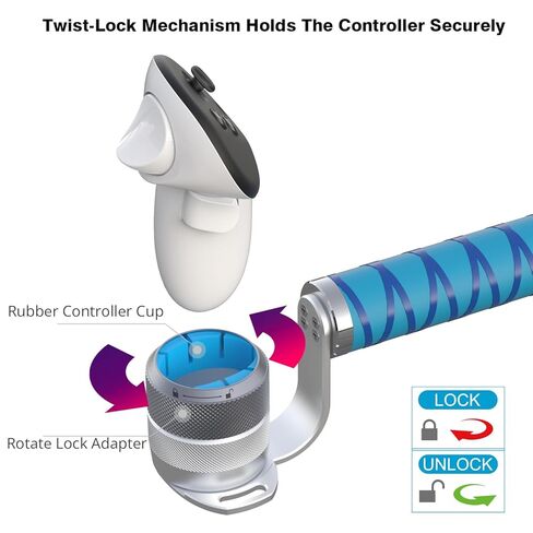 VR Cricket Bat Attachment for iB Cricket - Aluminum Short Cricket Bat Handle Accessory Compatible with Meta Quest 3/3s, Q2 and Q Pro Enhance Immersive VR Game Experience- Right(Blue) in Kuwait