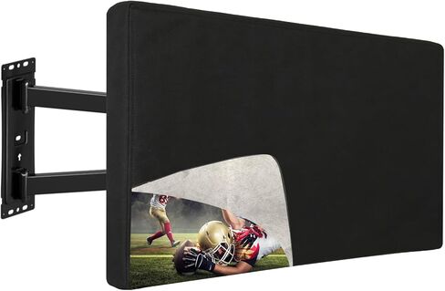 FORGING MOUNT Outdoor TV Cover 95-100 inch with Zipper,Weatherproof Cover Size 90" W x 52" H Waterproof for Outside Flat Screen TVs, Soft Non Scratch Interior,600D Thick Fabric Protector-Black in Saudi Arabia