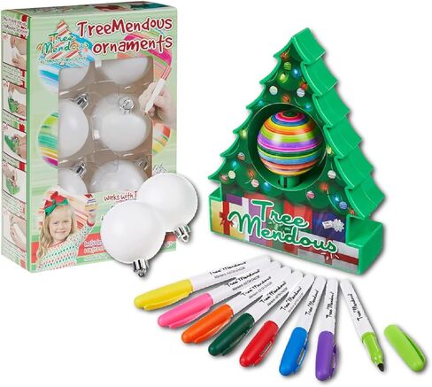 The Treemendous Ornament Decorator - مجموعة تزيين زينة شجرة عيد الميلاد و6 عبوات من الزخارف - نشاط الفنون والحرف اليدوية للأطفال من سن 3 سنوات فما فوق [قد تختلف ألوان القبعة] in Kuwait