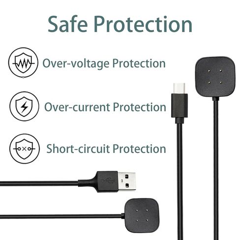 2-Pack Charger for Fitbit Sense/Sense 2 / Versa 3 / Versa 4, Magnetic Replacement Charging Cable Compatible with Fitbit Sense 1/2, USB Charging Cord for Versa 3/4 Smart Watch 【100cm / 3.3ft】 in Saudi Arabia