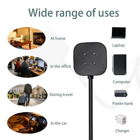 2-Pack Charger for Fitbit Sense/Sense 2 / Versa 3 / Versa 4, Magnetic Replacement Charging Cable Compatible with Fitbit Sense 1/2, USB Charging Cord for Versa 3/4 Smart Watch 【100cm / 3.3ft】 in Saudi Arabia