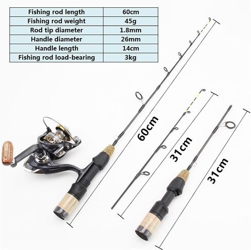 60cm Tip Ice Fishing Winter Fishing Set Fishing Tackle Ice Fishing Rod in Saudi Arabia