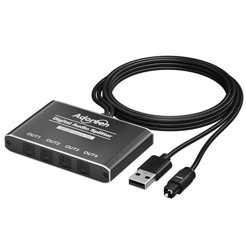 2 Way Digital Optical Audio Splitter 1 In 2 Out Active Toslink SPDIF Fiber Optic With USB Powered, LPCM 2.0, PCM, Dolby, DTS 5.1 for HDTV, Home Theater, Soundbar, Receiver, Amplifier- Unidirectional in Saudi Arabia