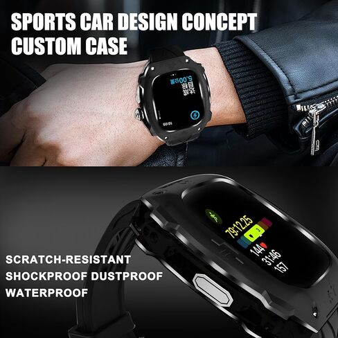 Rugged Metal Shockproof Protective Case with Silicone Band for Apple Watch Ultra 2/1 49mm, Compatible with iWatch Ultra 2/1 49mm for Men (Black) in Saudi Arabia