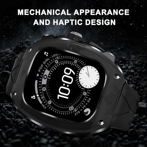 Rugged Metal Shockproof Protective Case with Silicone Band for Apple Watch Ultra 2/1 49mm, Compatible with iWatch Ultra 2/1 49mm for Men (Black) in Saudi Arabia