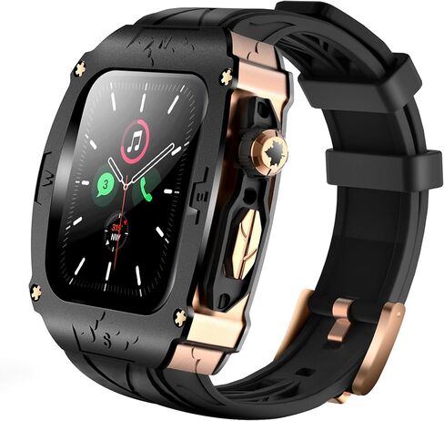 Rugged Metal Shockproof Protective Case with Silicone Band for Apple Watch Ultra 2/1 49mm, Compatible with iWatch Ultra 2/1 49mm for Men (Black) in Saudi Arabia