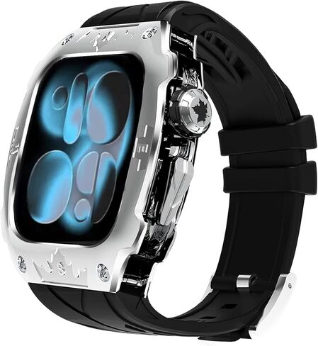 Rugged Metal Shockproof Protective Case with Silicone Band for Apple Watch Ultra 2/1 49mm, Compatible with iWatch Ultra 2/1 49mm for Men (Black) in Saudi Arabia