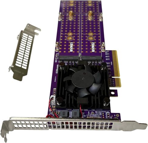 ASM2824 PCIe 3.0 x8 to 4X M.2 NVMe SSD Adapter Card with ASM2824 for Minisforum Synology ZFS TrueNAS 22110/2280/2260/2242/2230 4* M.2 in Saudi Arabia