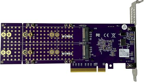 ASM2824 PCIe 3.0 x8 to 4X M.2 NVMe SSD Adapter Card with ASM2824 for Minisforum Synology ZFS TrueNAS 22110/2280/2260/2242/2230 4* M.2 in Saudi Arabia