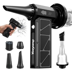 Compressed Air Duster, Industry-First O-Shaped Air Duct with 13-Blade Dual-Layer Turbo Fan, 6-in-1 Cordless Mini Blower, Vacuum & Inflator,4-Speed, LED Light & Window Breaker for Car Home, Space Black in Saudi Arabia