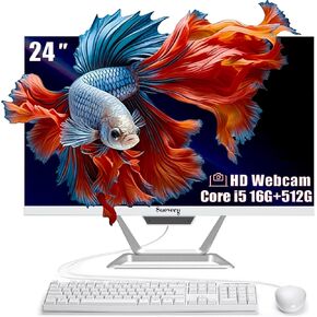 كمبيوتر مكتبي الكل في واحد مقاس 21.5 بوصة من Suevery، معالج Core i5 وذاكرة وصول عشوائي 16 جيجابايت وذاكرة وصول عشوائي 512 جيجابايت SSD، وجهاز كمبيوتر بشاشة عرض 22 بوصة FHD 1080P، وواي فاي 6 HDMI USB، وكاميرا ويب عالية الدقة، وAIO مدمج للاستخدام اليومي في  in Kuwait