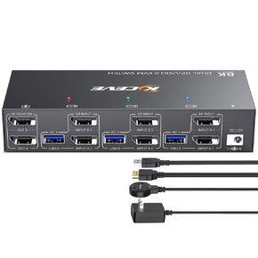 KCEVE KVM Switch 2 Monitors 3 Computers Displayport, USB 3.0 KVM Switch 3 Computer Sharing 2 Monitor and 4 USB 3.0 Devices, 4K@144Hz, Wired Remote(4K DP 3 in 2 Out KVM) in Saudi Arabia