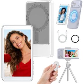 Selfie Monitor Screen for iPhone & Android - Magnetic Vlog Selfie Mirror for Phone Back Camera - Remote Control Screen Mirroring Rear Camera in Saudi Arabia