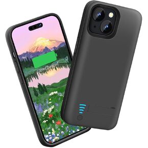 حافظة بطارية Sitong لهاتف iPhone 15 Plus، حافظة شاحن بطارية ممتدة قابلة لإعادة الشحن بقدرة 6000 مللي أمبير في الساعة، أضف عصيرًا إضافيًا بنسبة 100% (6.7 بوصة) أسود in Kuwait