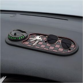 Multifunction Car Anti Slip Mat, 3 in 1 Vehicle Temporary Parking Number Dashboard Mat with 360° Rotating Phone Holder, Auto Interior Dash Pad, Universal for SUV RV Truck (Black) in Kuwait