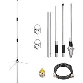 هوائي قاعدة UHF GMRS لمكررات 400-470 ميجا هرتز هوائي عالي الكسب 6dBi من سبائك الألومنيوم للمحطة الأساسية مع كابل محوري PL-259 بطول 32 قدم ومحول SMA in Kuwait