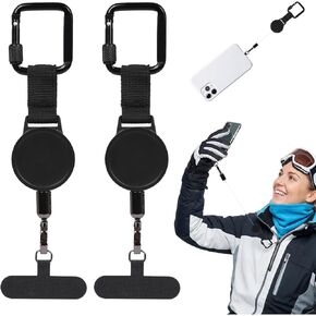 2PCS Retractable Phone Lanyard, Anti-Lost Adjustable Phone Tether Strap, 360° Rotating Anti-Tangle Clip, Universal Cell Phone Lanyard for iPhone & Smartphone, Ideal for Skiing Hiking Cycling Outdoor in Kuwait