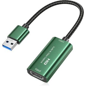 Video Capture Card, 4K HDMI to USB 3.0 Capture Card,1080P 60FPS Capture Card for Streaming, Gaming, Compatible with IPad Windows Android Mac OS Switch 2/Xbox/PS5/4/Camera/Zoom/OBS(Green) in Saudi Arabia