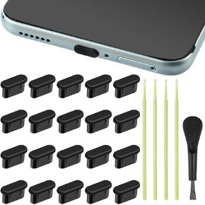 USB C Dust Plug, 20 Pcs Silicone USB C Plug Cover with 5 Cleaning Brushes, Charging Port Cover Type C Cleaning Tool Kit for Apple 15/16/17/Samsung in Kuwait
