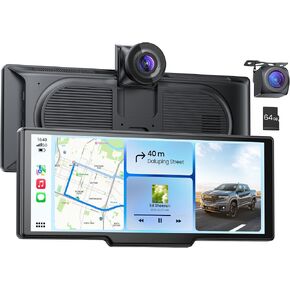 شاشة CarPlay محمولة مقاس 9.26 بوصة لأجهزة Apple Carplay وAndroid Auto مع كاميرا داش 4K وكاميرا احتياطية عالية الدقة، تشغيل السيارة لاسلكيًا مع أقوى بلوتوث 5.2، تحديثات OTA، التحكم الصوتي، نظام تحديد المواقع العالمي (GPS) in Kuwait
